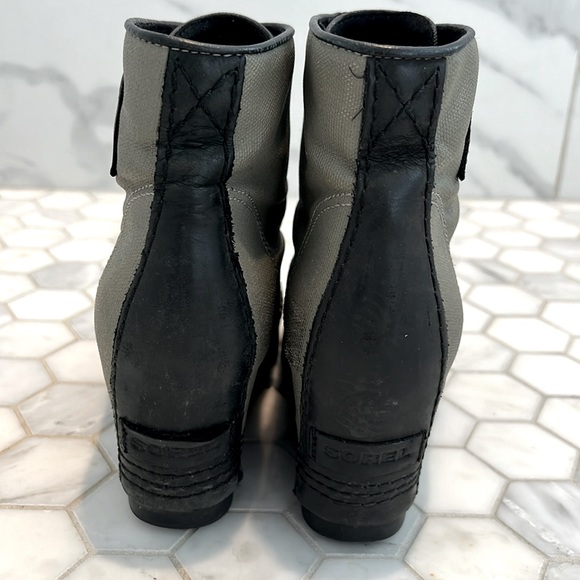 Sorel 1964 Premium PDX Wedge Nori Green & Black Leather Mid Boots Booties Size 7 - Picture 5 of 16